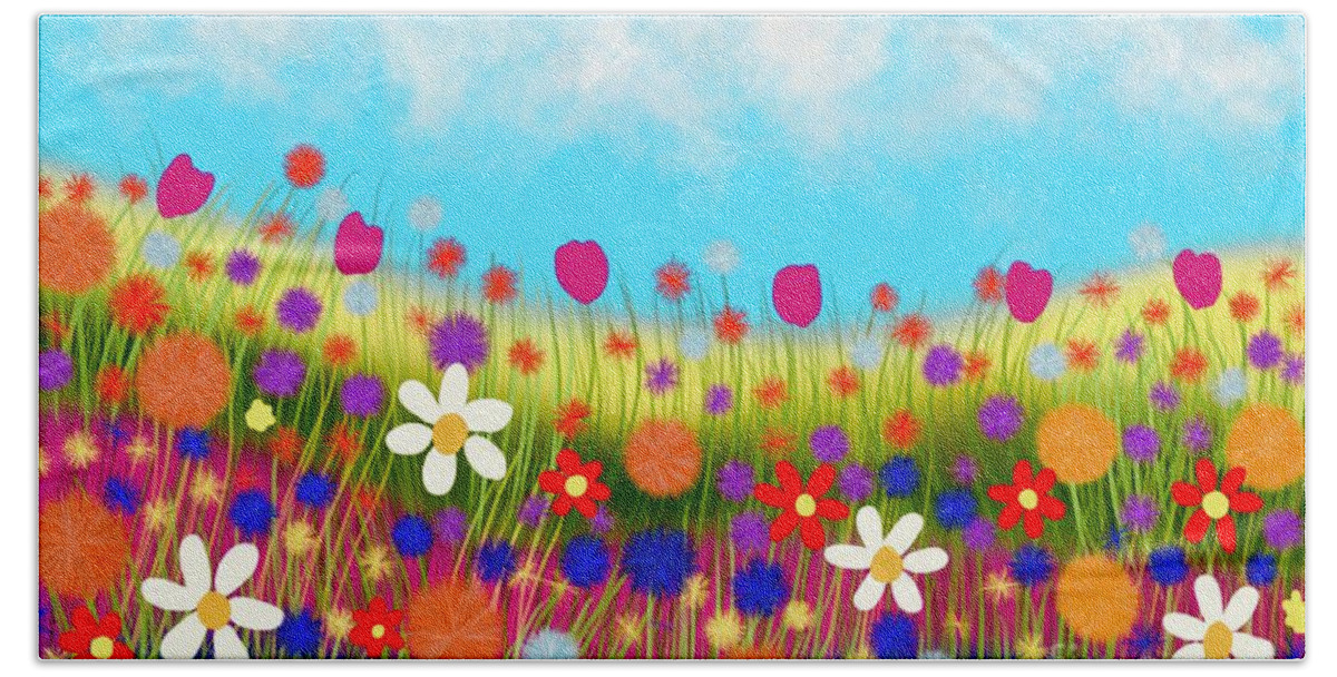 Wild Flowers Prints Beach Towel featuring the digital art Wild flowers by Elaine Hayward