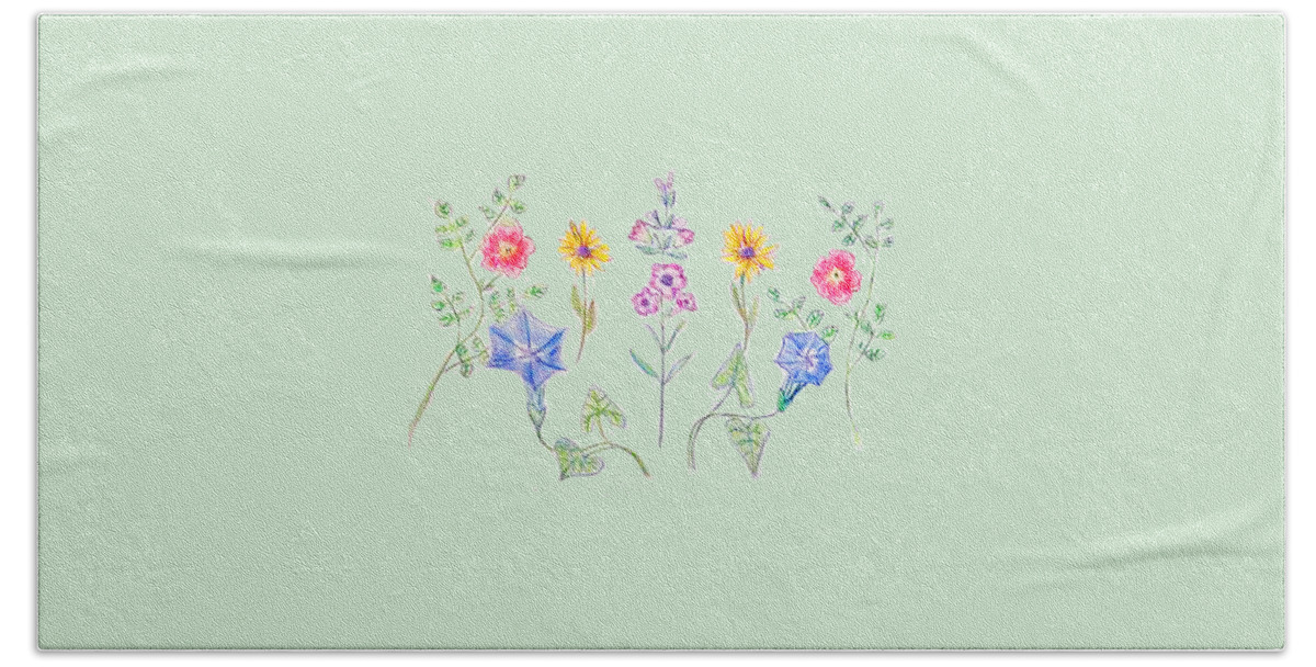 Wild Flower Beach Towel featuring the mixed media Wild Flowers by Jeannie Allerton