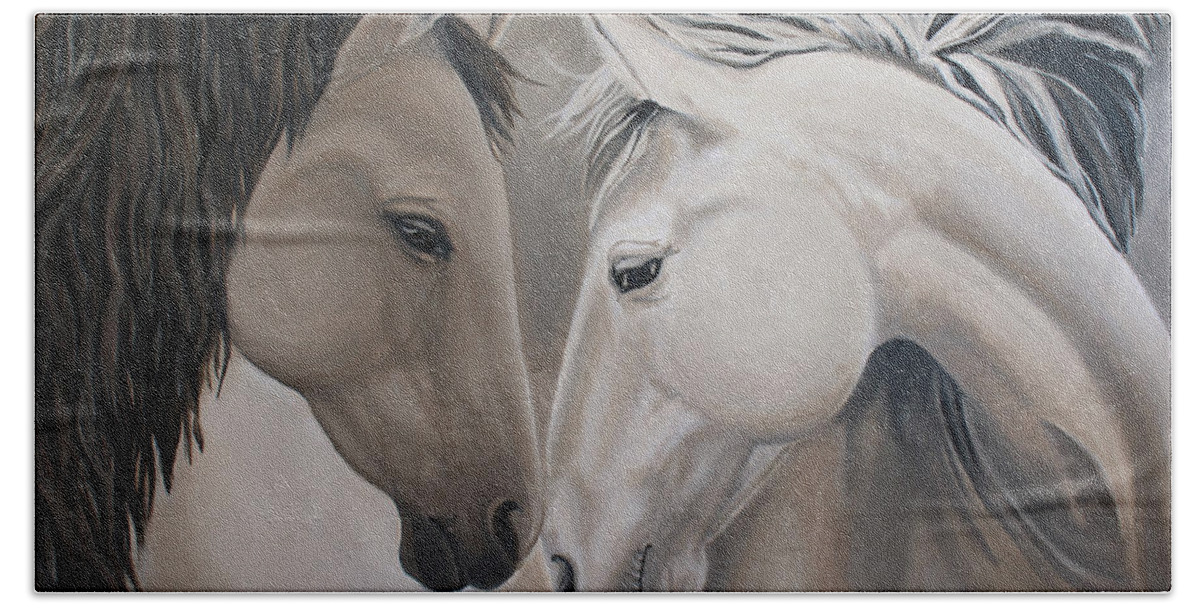 Horse Beach Towel featuring the painting Wild Horses by Ashley Lane