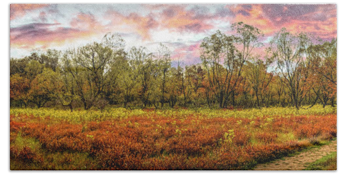 Panorama Beach Towel featuring the photograph Wildflower Fall Meadow Panorama by Debra and Dave Vanderlaan