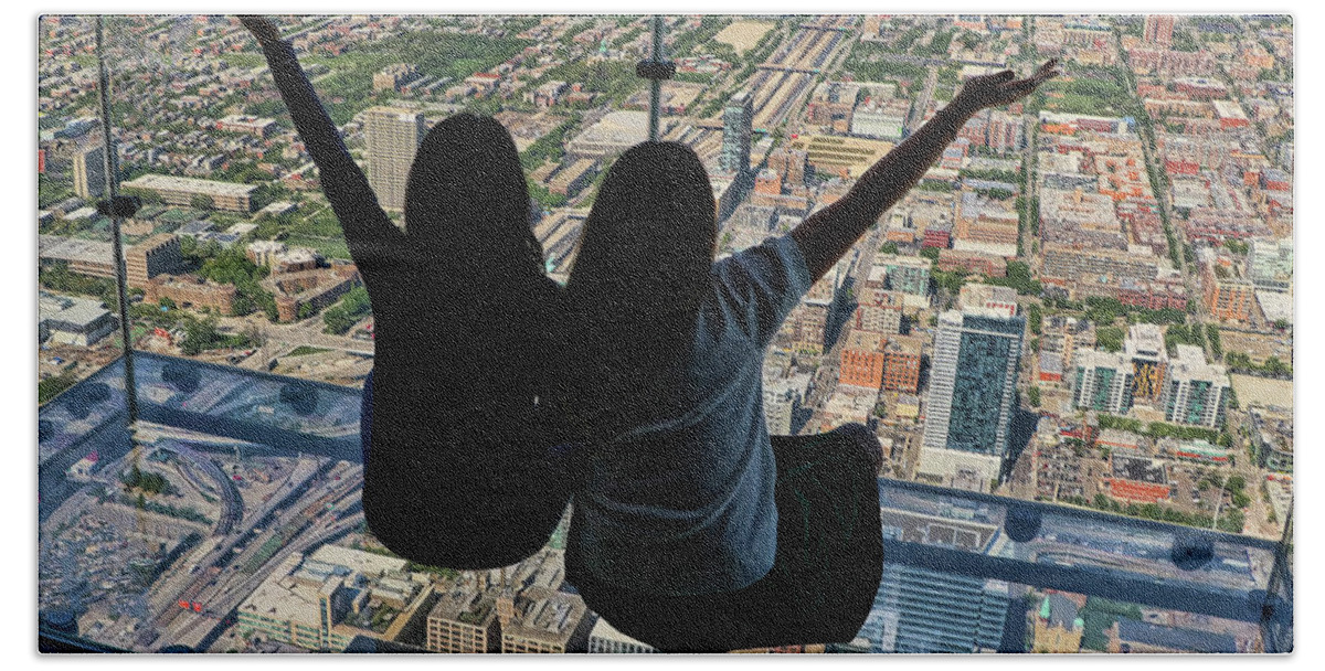 Chicago Beach Towel featuring the photograph Willis Tower Ledge - Chicago by Allen Beatty