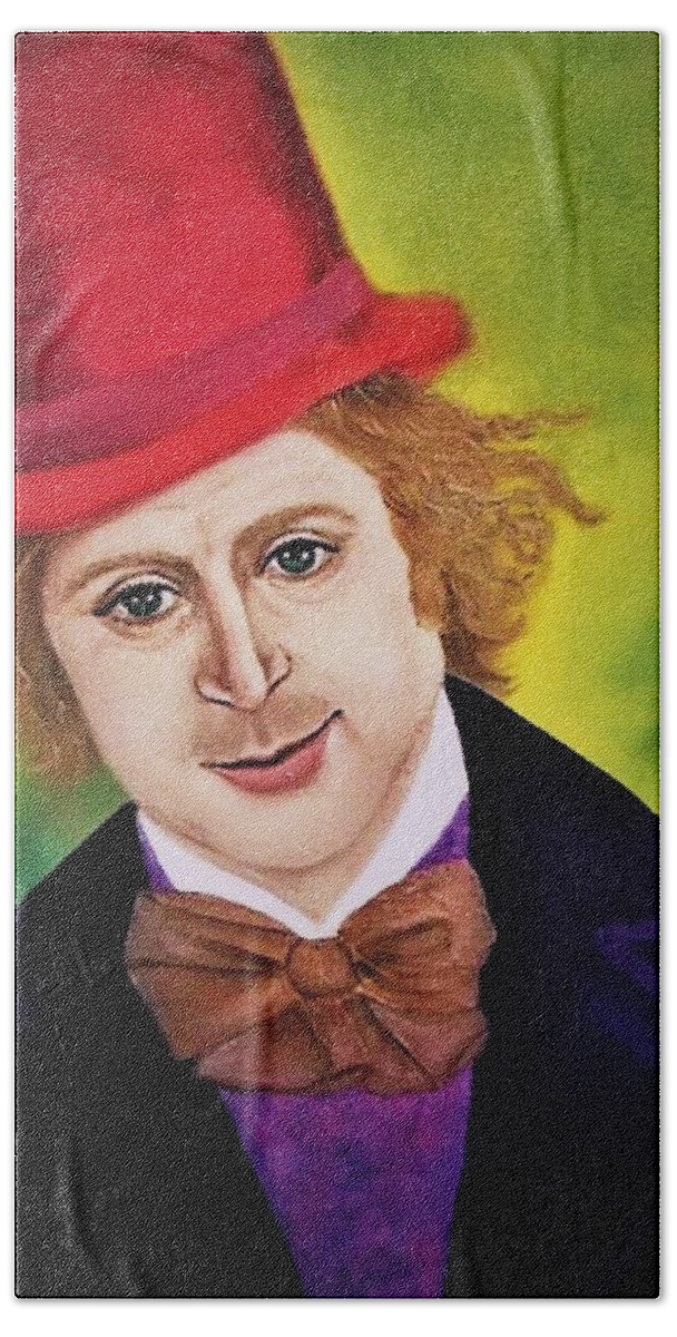 . Portrait Willy Wonka Wall Art Home Décor Gloss Print Cards White Envelope Greeting Cards Face Portrait Posters Print Blue Eyes Red Hat Cards For Him Gift Idea Beach Towel featuring the photograph Willy Wonka by Tanya Harr
