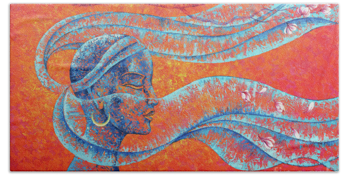 Shakti Beach Towel featuring the painting Wind of life by Yuliya Glavnaya