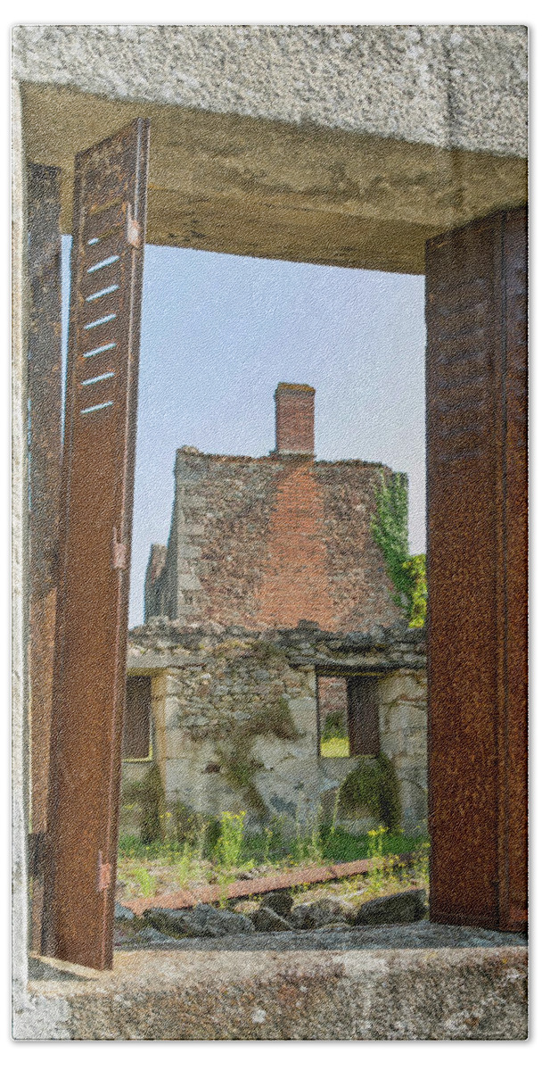Oradour-sur-glane Beach Towel featuring the photograph Window to the Past by Jurgen Lorenzen