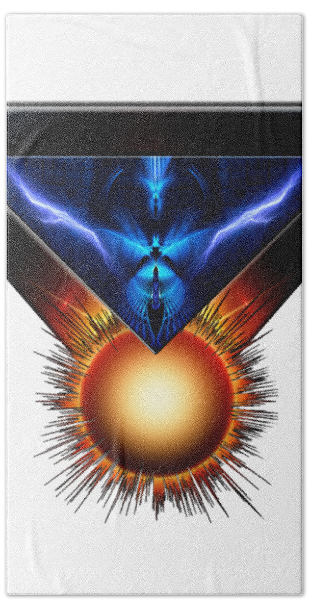 Fire Beach Towel featuring the digital art Wings Of Lightning Fractal Art Emblem by Rolando Burbon