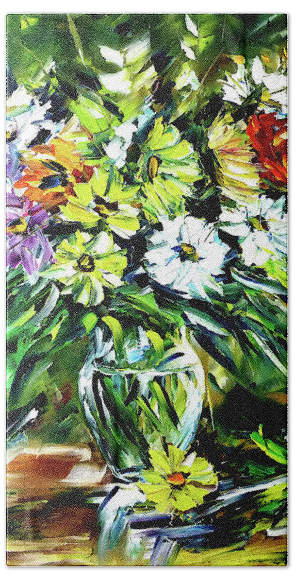 Flower Still Life Beach Towel featuring the painting Winter Bouquet by Mirek Kuzniar