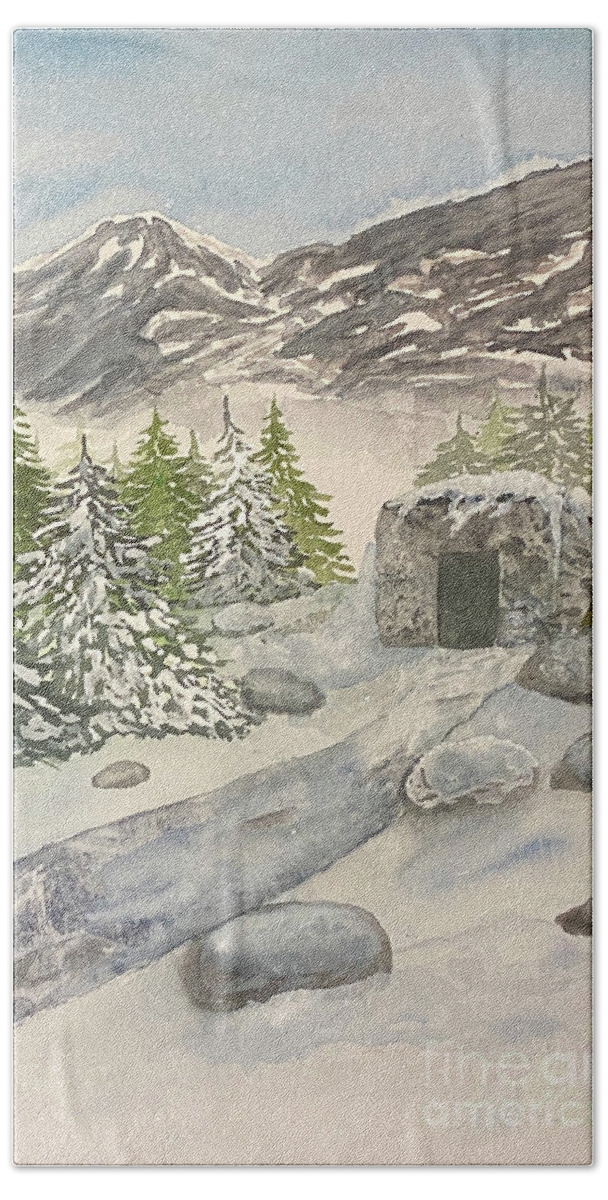 Hike Beach Towel featuring the painting Winter Hike by Lisa Neuman