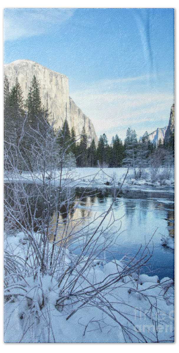Nature Beach Sheet featuring the photograph Winter Landscape in Yosemite California by Julia Hiebaum