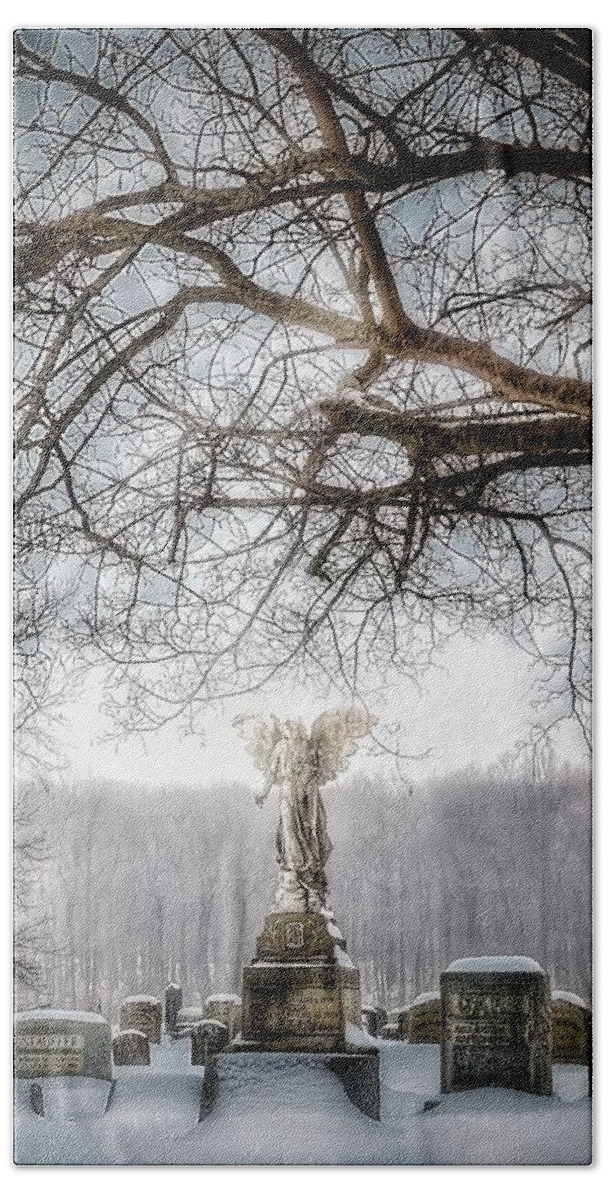 Angel Beach Towel featuring the photograph Winter's Angel by Dark Whimsy
