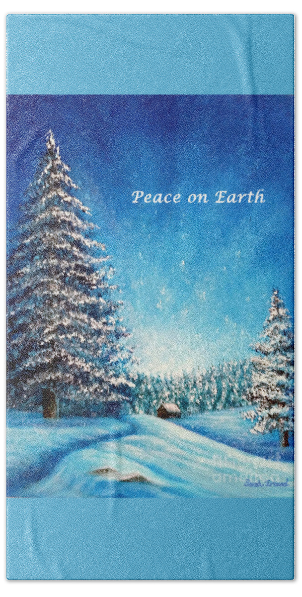 Holiday Beach Towel featuring the painting Wintry Light - Peace on Earth by Sarah Irland