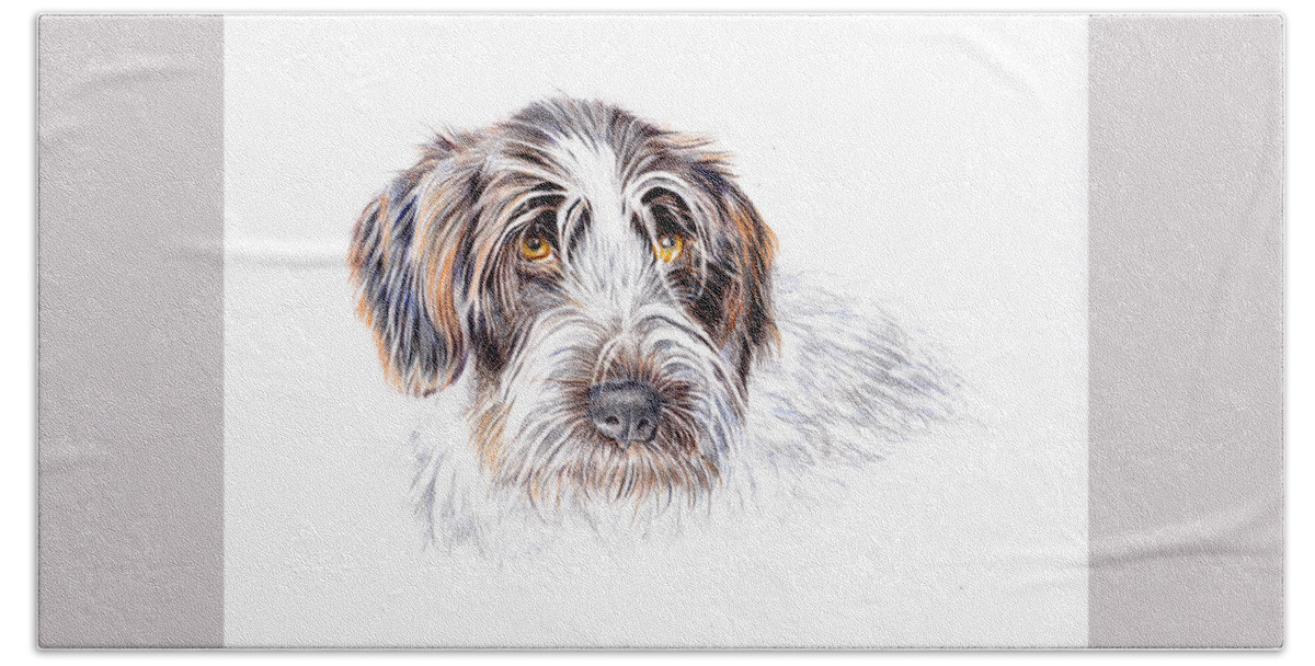 Dog Beach Towel featuring the painting Wire-Haired Pointing Griffon by Debra Hall
