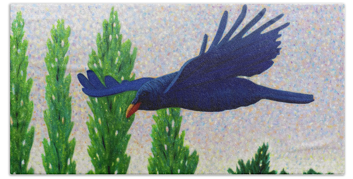 Raven Beach Towel featuring the painting Without A Doubt by Brian Commerford