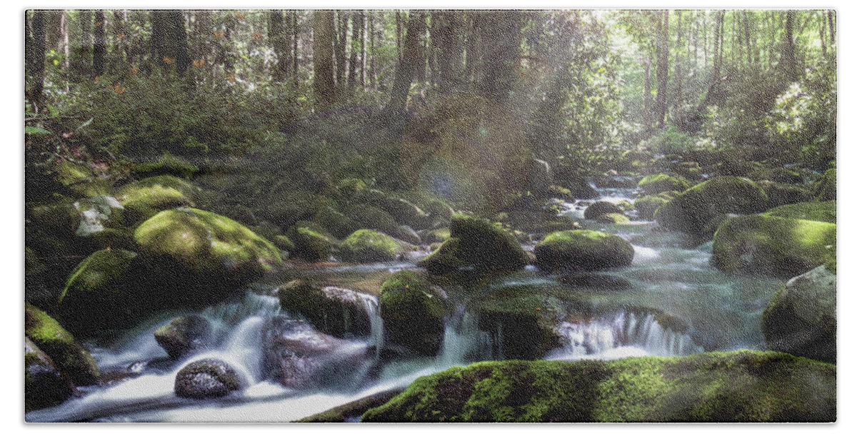 Gatlinburg Beach Towel featuring the photograph Woodland Falls by Patti Deters