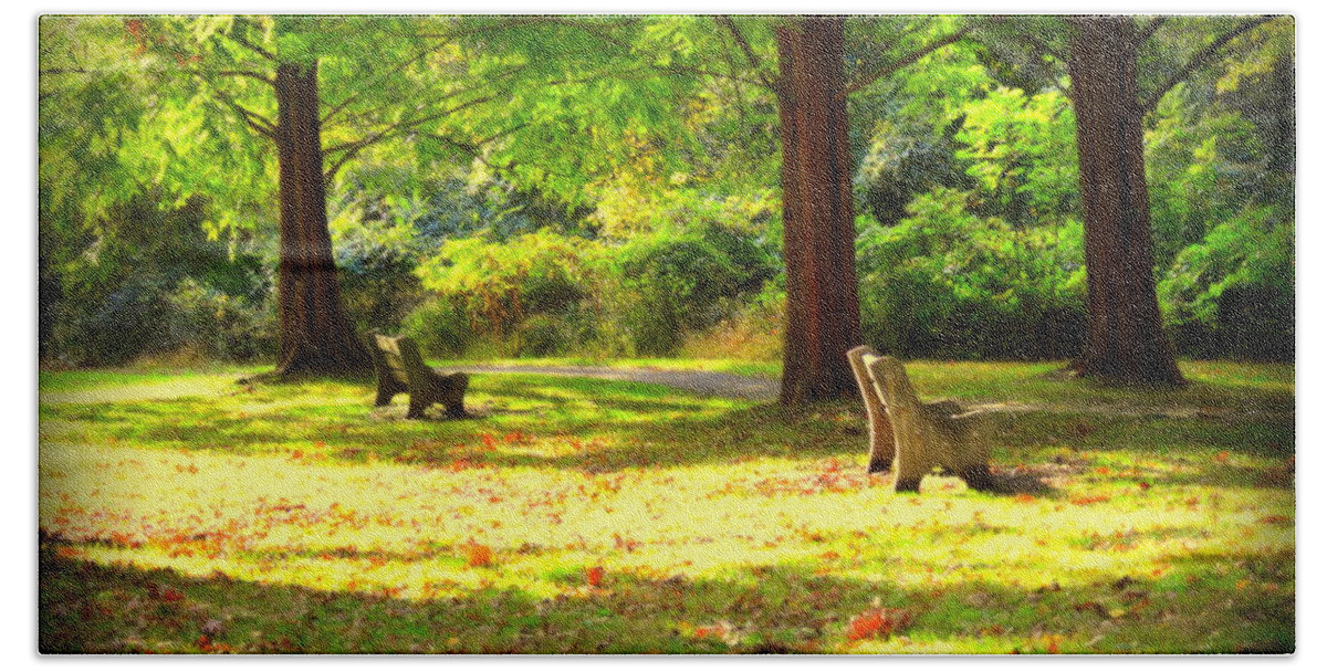 Park Beach Towel featuring the photograph Woodland Retreat by Marla McPherson