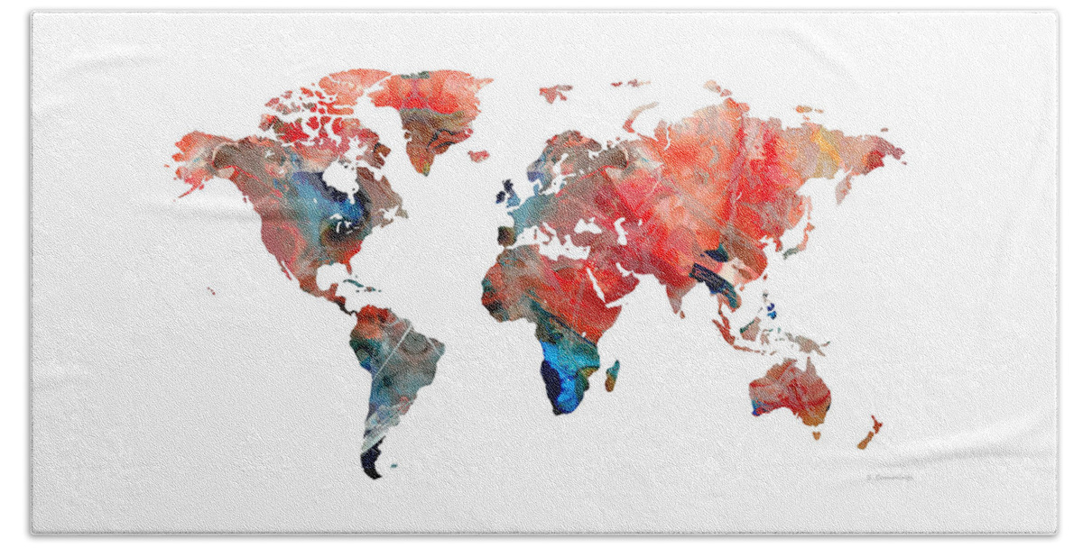 World Map Beach Towel featuring the painting World Map 26 - Sharon Cummings by Sharon Cummings
