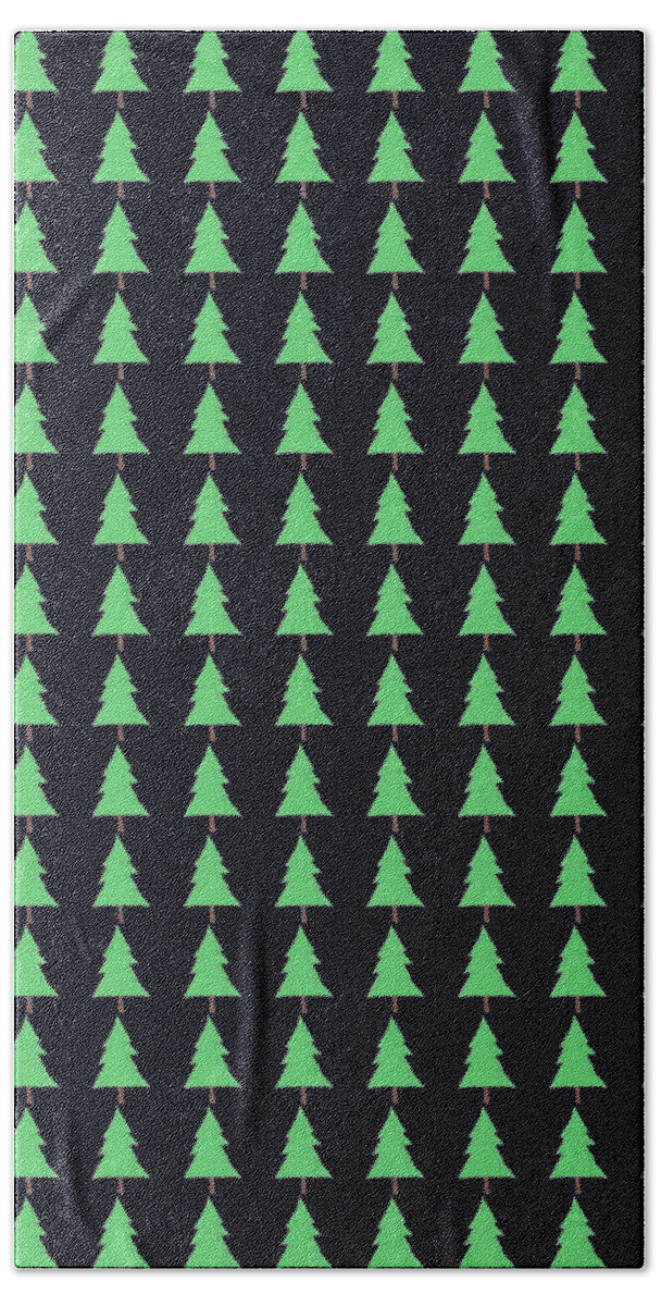 Holidays Beach Towel featuring the digital art Xmas Tree Navy by Ashley Rice