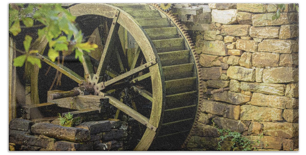 Historic Beach Towel featuring the photograph Yates Mill Wheel by Rick Nelson