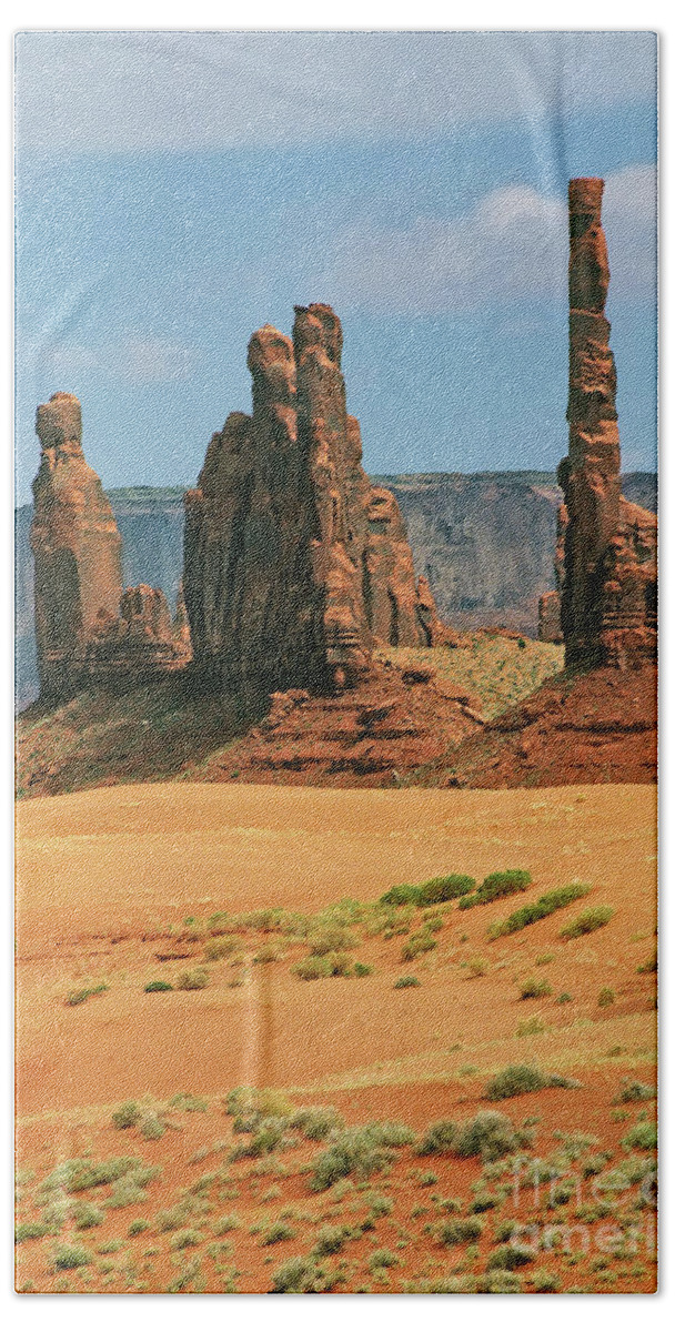 Scenery Beach Towel featuring the photograph Yei bi Chei and Totem Pole - Monument Valley Tribal Park Navajo Nation Arizona U.S.A by Paolo Signorini