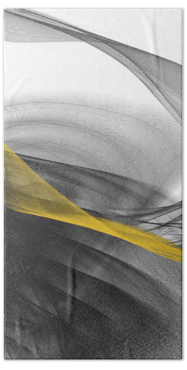 Yellow Beach Sheet featuring the painting Yellow And Gray Abstract Art - Hint Of Yellow by Lourry Legarde