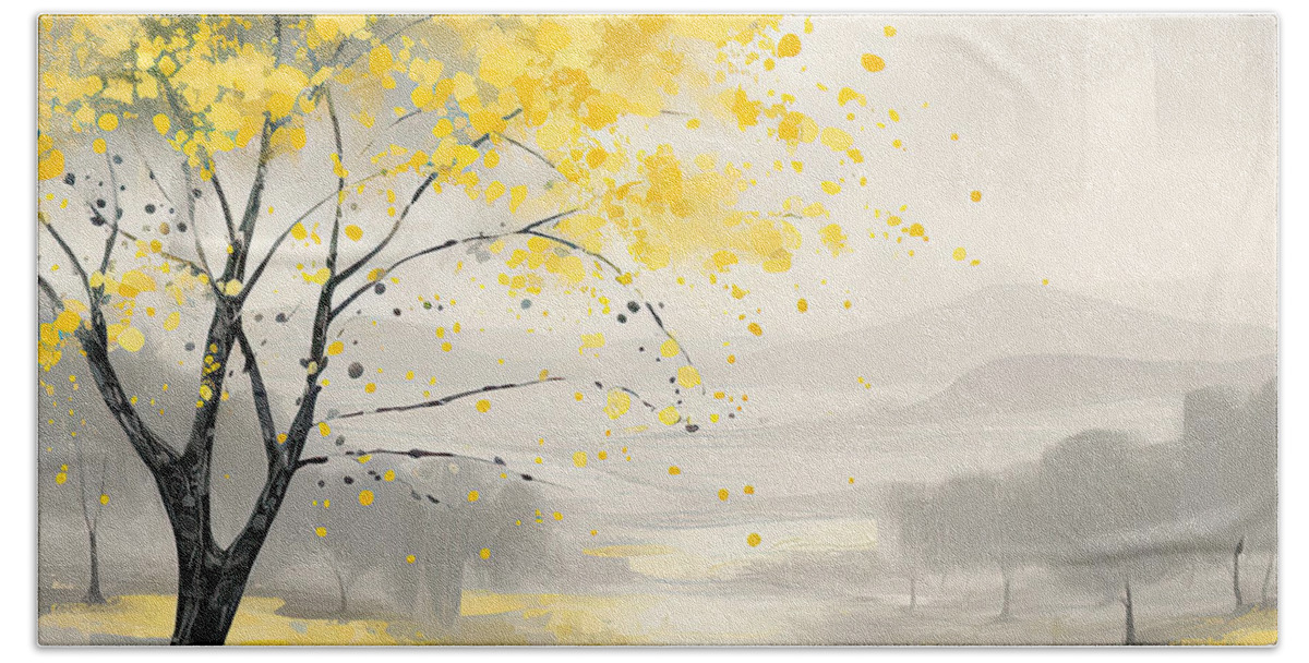 Yellow Beach Sheet featuring the digital art Yellow and Gray Beauty by Lourry Legarde