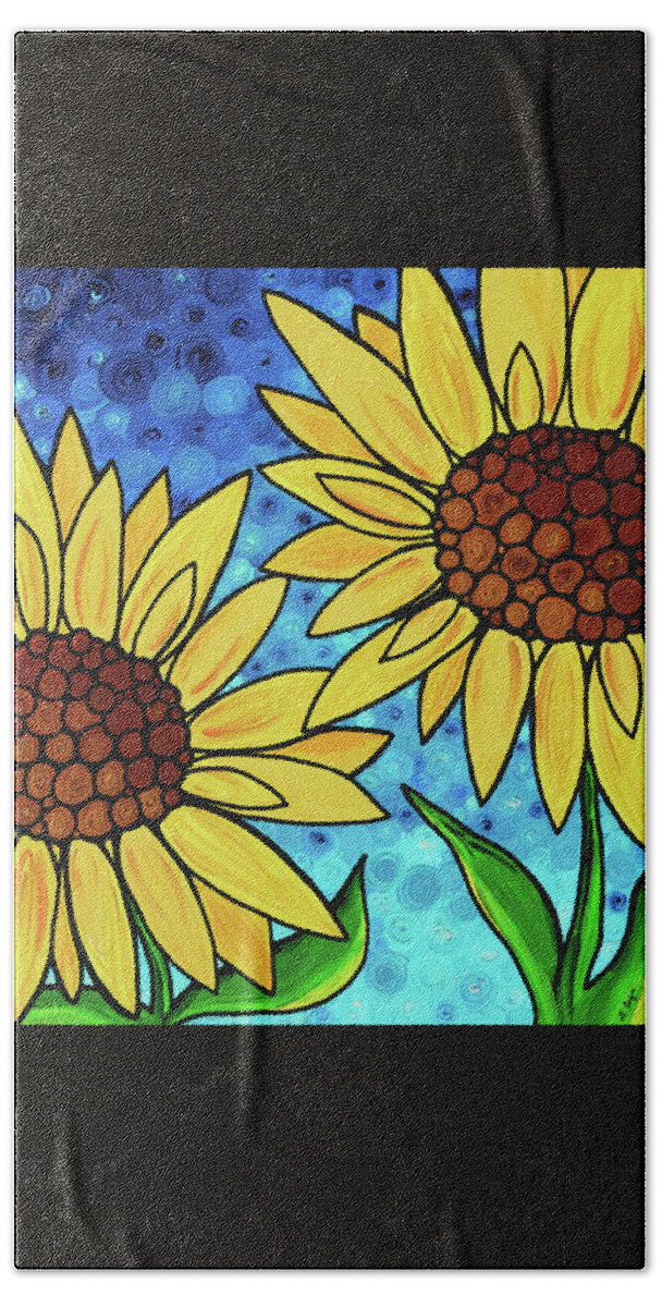 Sunflower Beach Sheet featuring the painting Yellow Sunflowers by Sharon Cummings