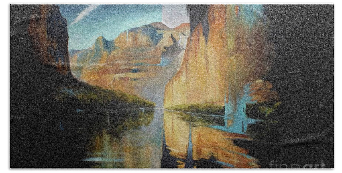 Lin Petershagen Beach Sheet featuring the painting Yosemite by Lin Petershagen