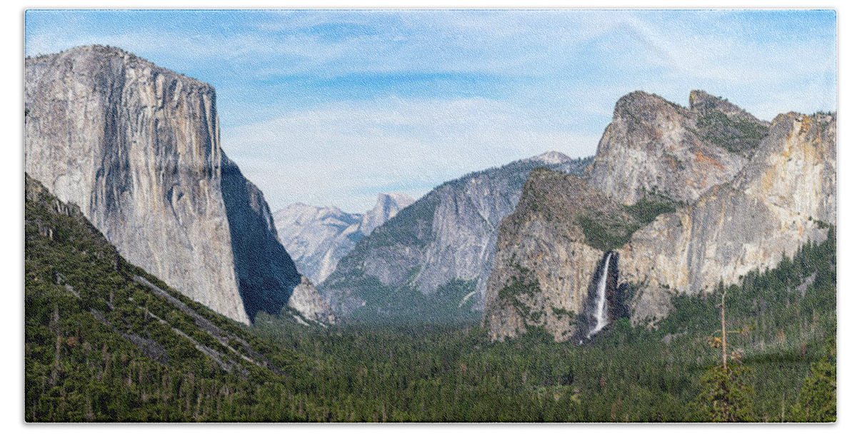 Bridalveil Falls Beach Towel featuring the photograph Yosemite Panorama by Kevin Suttlehan