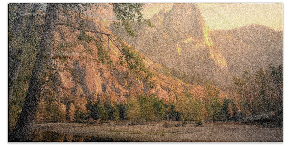Landscape Beach Towel featuring the photograph Yosemite Sentinel Rock 3 by Laura Macky