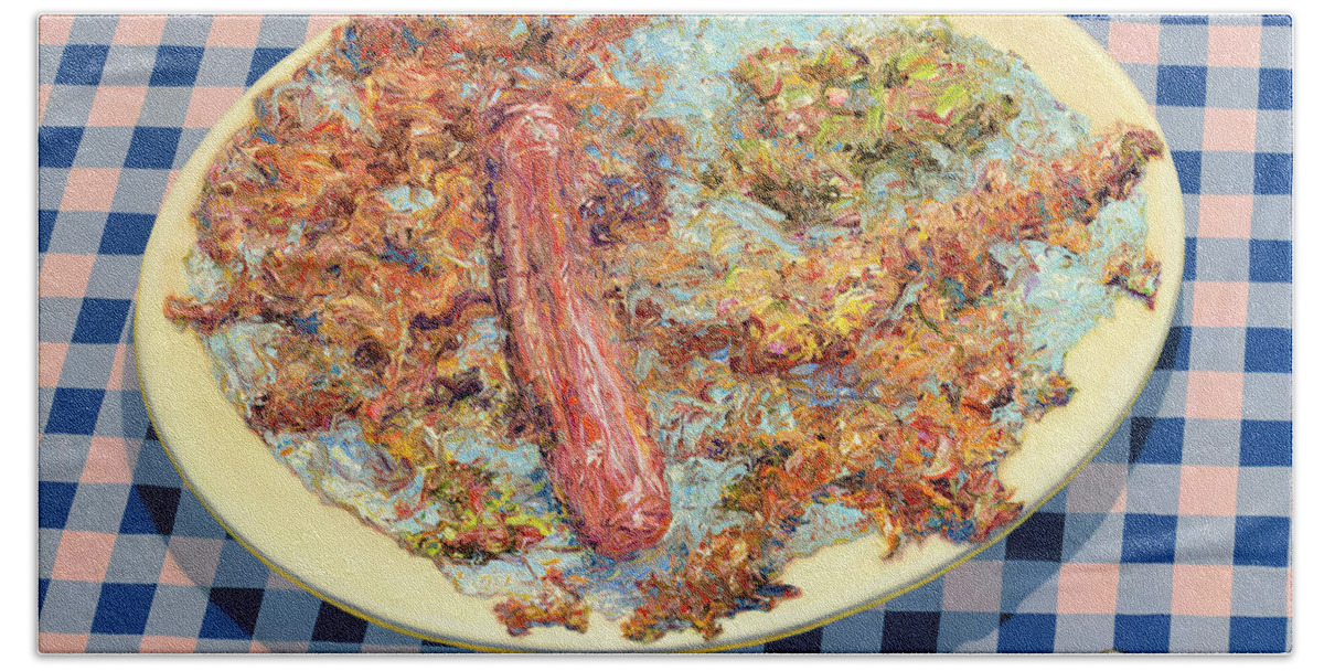 Food Beach Towel featuring the painting You can't eat paint by James W Johnson