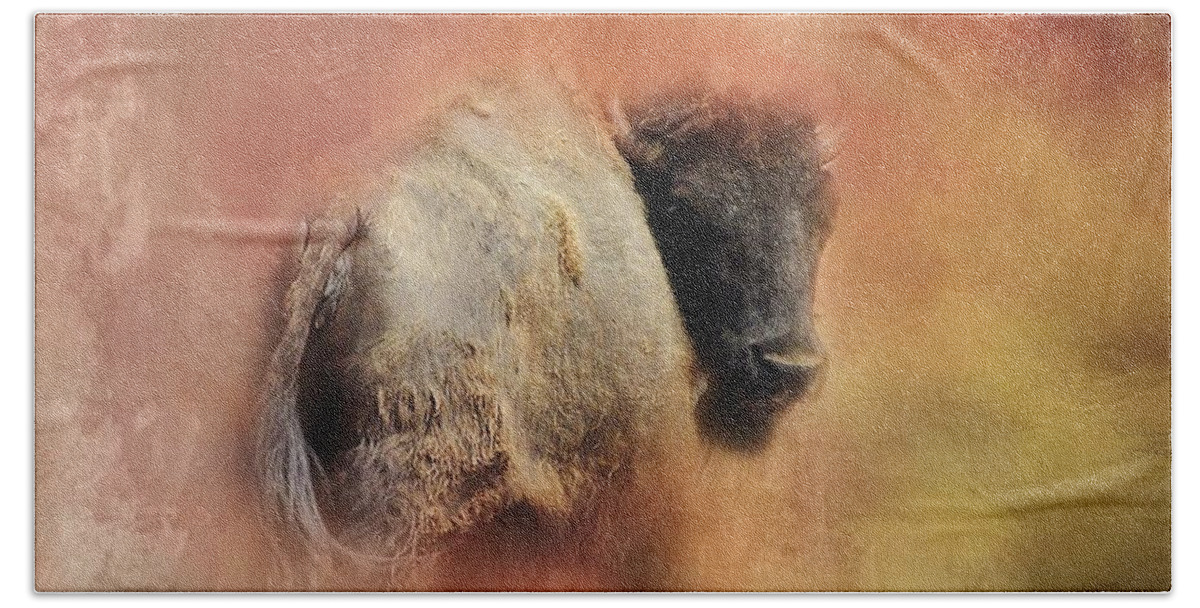 Buffalo Beach Towel featuring the photograph Young Buffalo by Marjorie Whitley