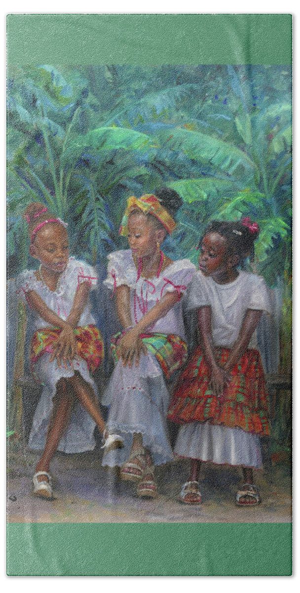 Children Beach Towel featuring the painting Young Ladies #2 by Jonathan Guy-Gladding JAG