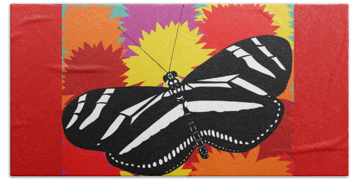 Butterfly Beach Towel featuring the painting Zebra Butterfly by Synthia SAINT JAMES