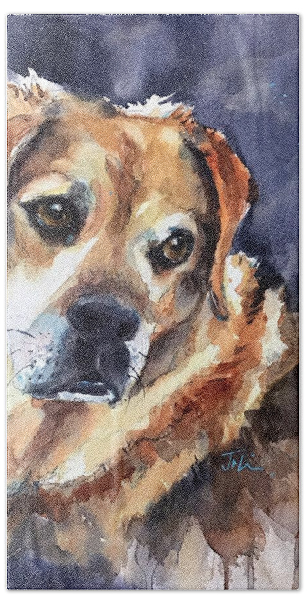 Dog Beach Towel featuring the painting Zeke by Judith Levins