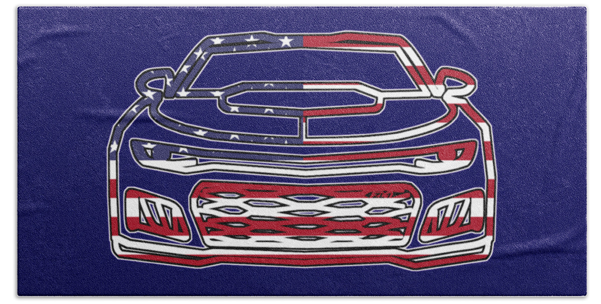Chevy Beach Towel featuring the digital art ZL1 Camaro Patriot by Darrell Foster