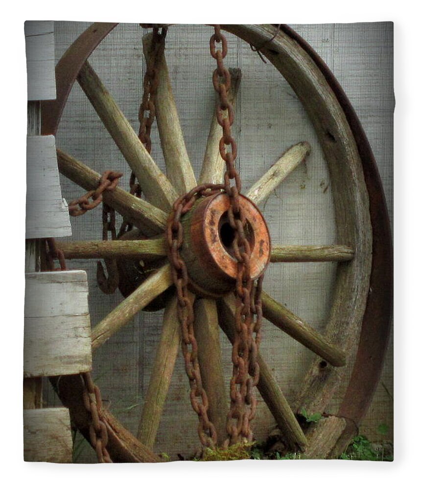 Wagonwheel Fleece Blanket featuring the photograph A Time Gone By by Rabiah Seminole