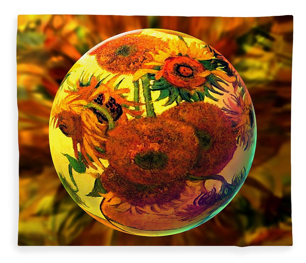  Sunflowers Fleece Blanket featuring the digital art  Van Globing Inflorescence by Robin Moline
