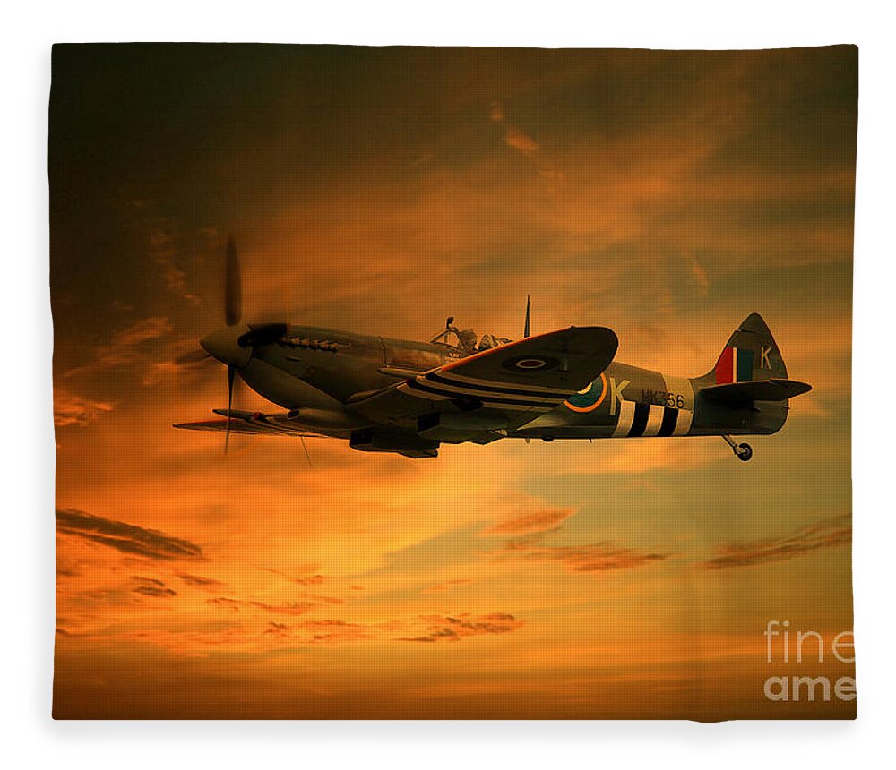 Spitfire Art Fleece Blanket featuring the digital art Spitfire Glory by Airpower Art