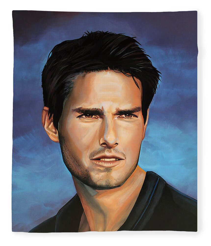 Tom Cruise Fleece Blanket featuring the painting Tom Cruise by Paul Meijering