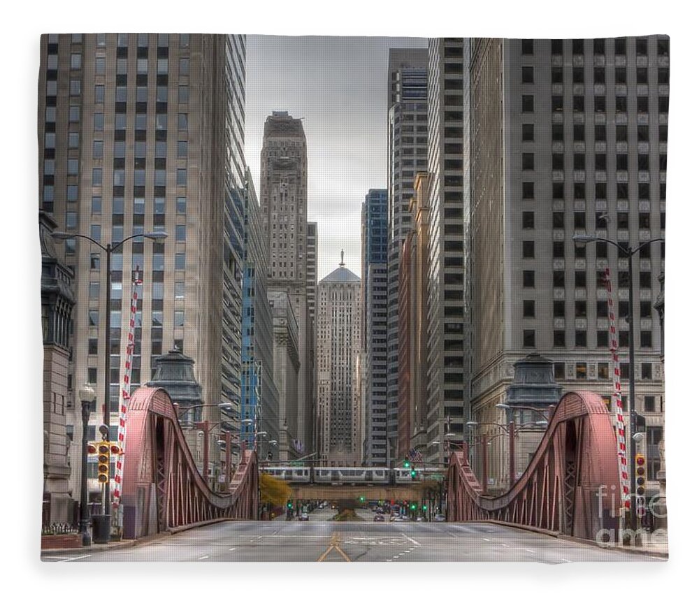 Chicago Fleece Blanket featuring the photograph 0295 LaSalle Street Chicago by Steve Sturgill