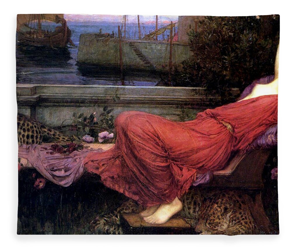 Ariadne Fleece Blanket featuring the painting Ariadne by John William Waterhouse