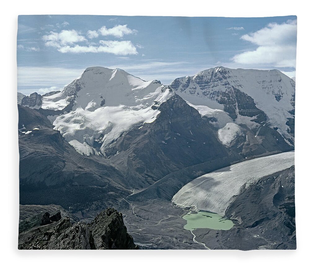 Athabasca Glacier Fleece Blanket featuring the photograph T-303504-Athabasca Glacier in 1957 by Ed Cooper Photography