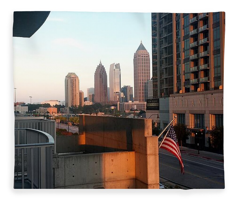 Cityscape Fleece Blanket featuring the photograph Atlantic Station Sunset #1 by Kenny Glover