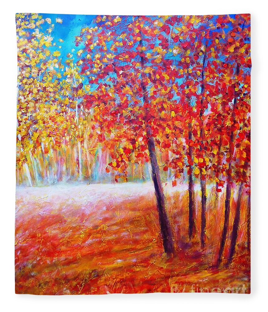 Painting Fleece Blanket featuring the painting Autumn #1 by Cristina Stefan