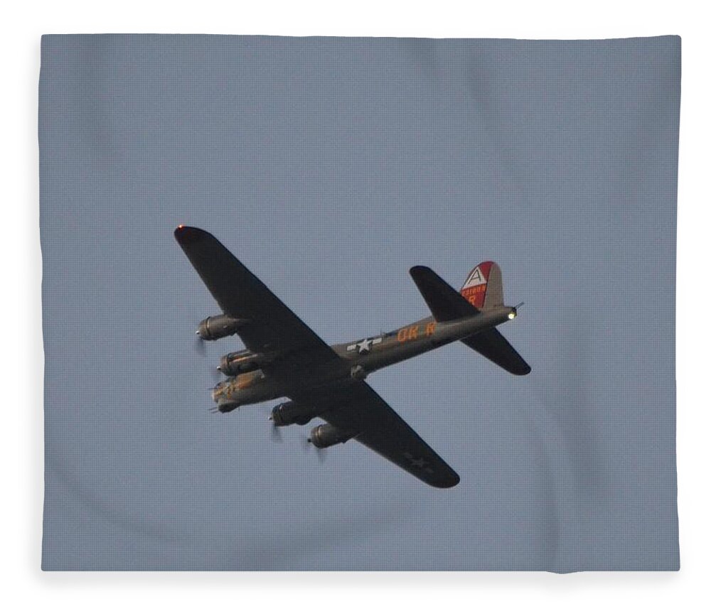 B-17 Fleece Blanket featuring the photograph B-17 Flying Fortress WWII Bomber over Santa Rosa Sound at Twilight #1 by Jeff at JSJ Photography