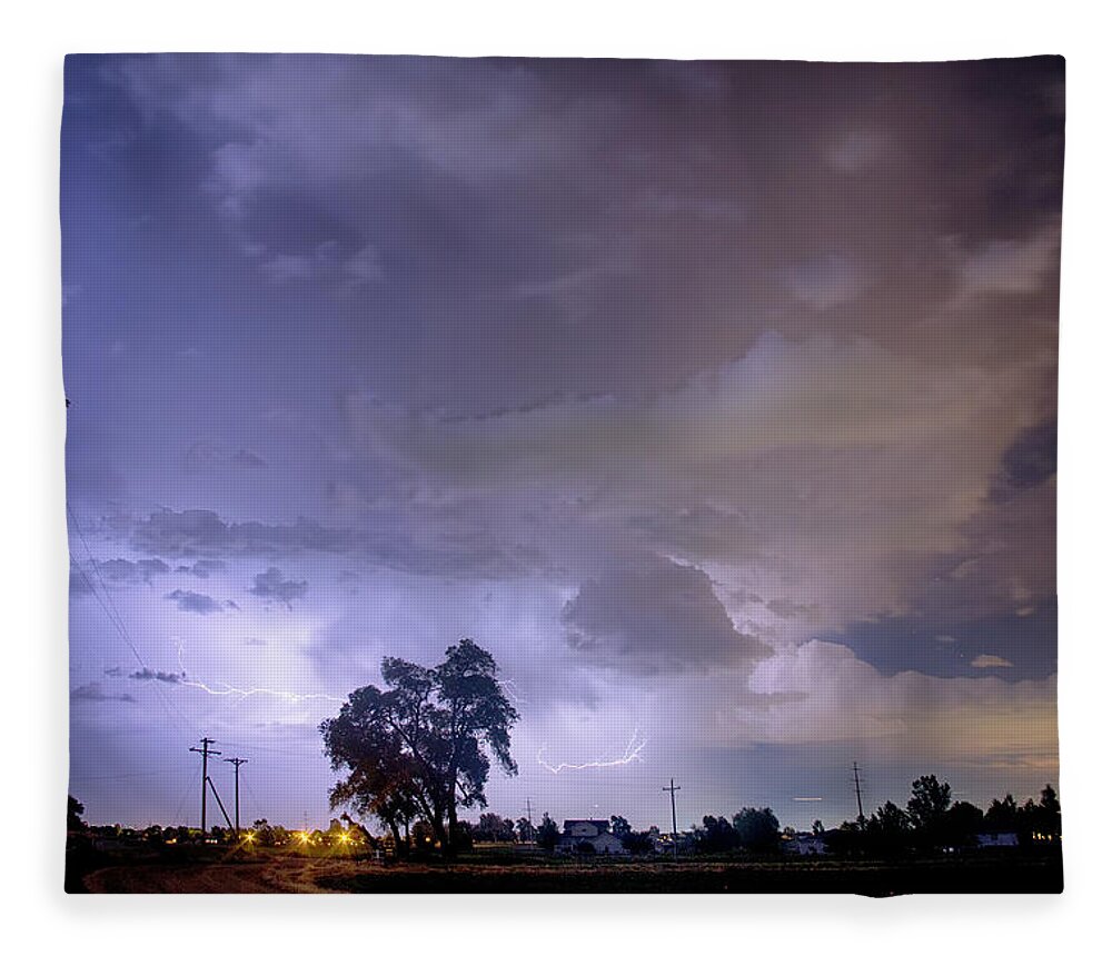 Lightning Fleece Blanket featuring the photograph Behind The Tree by James BO Insogna