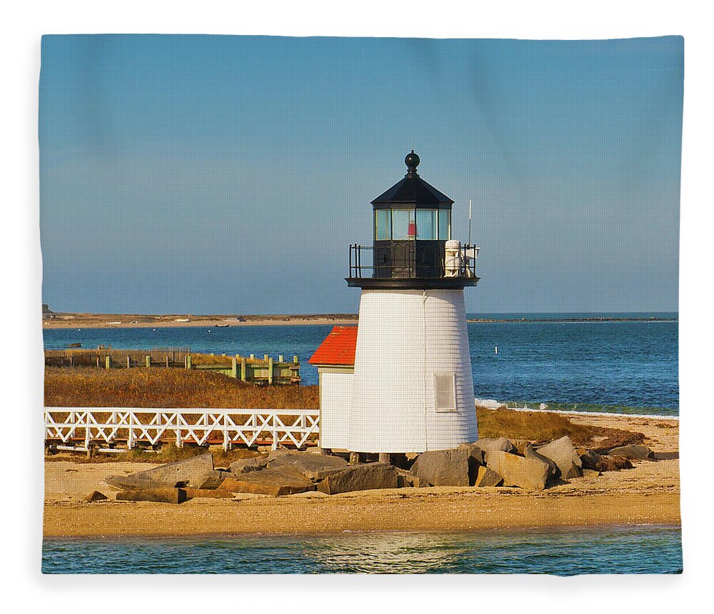Nantucket Fleece Blanket featuring the photograph Brant Point Lighthouse Nantucket by Marianne Campolongo