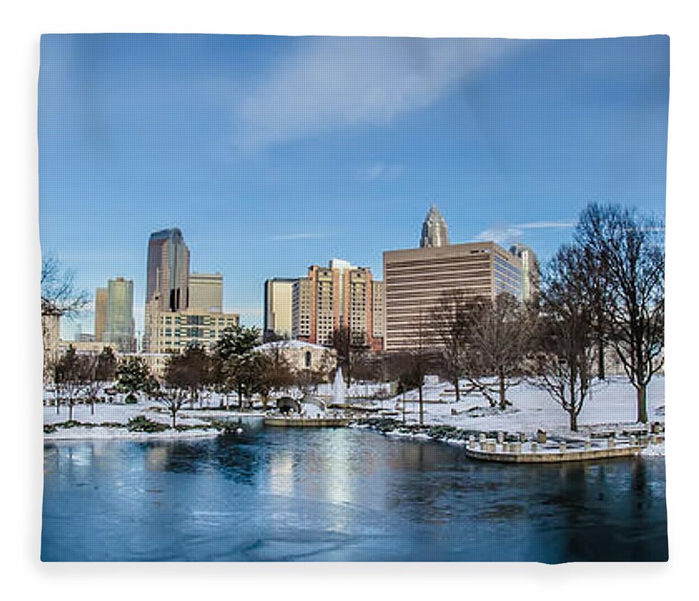 Charlotte Fleece Blanket featuring the photograph Charlotte Downtown #1 by Alex Grichenko