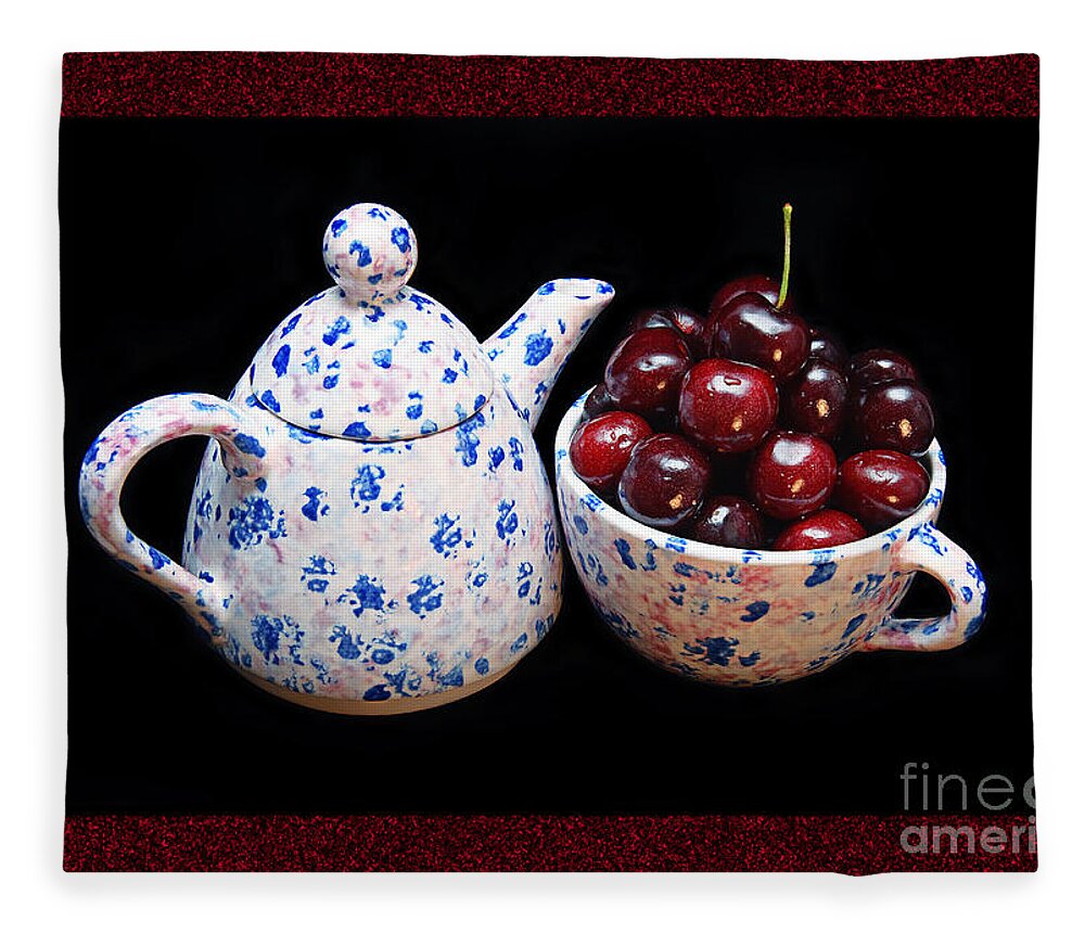 Andee Design Cherry Fleece Blanket featuring the photograph Cherries Invited To Tea 2 by Andee Design
