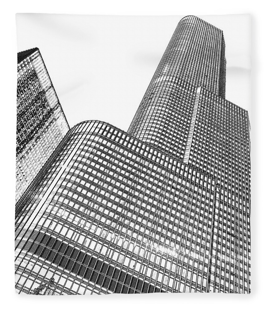 Chicago Downtown Fleece Blanket featuring the digital art Chicago Downtown by Dejan Jovanovic