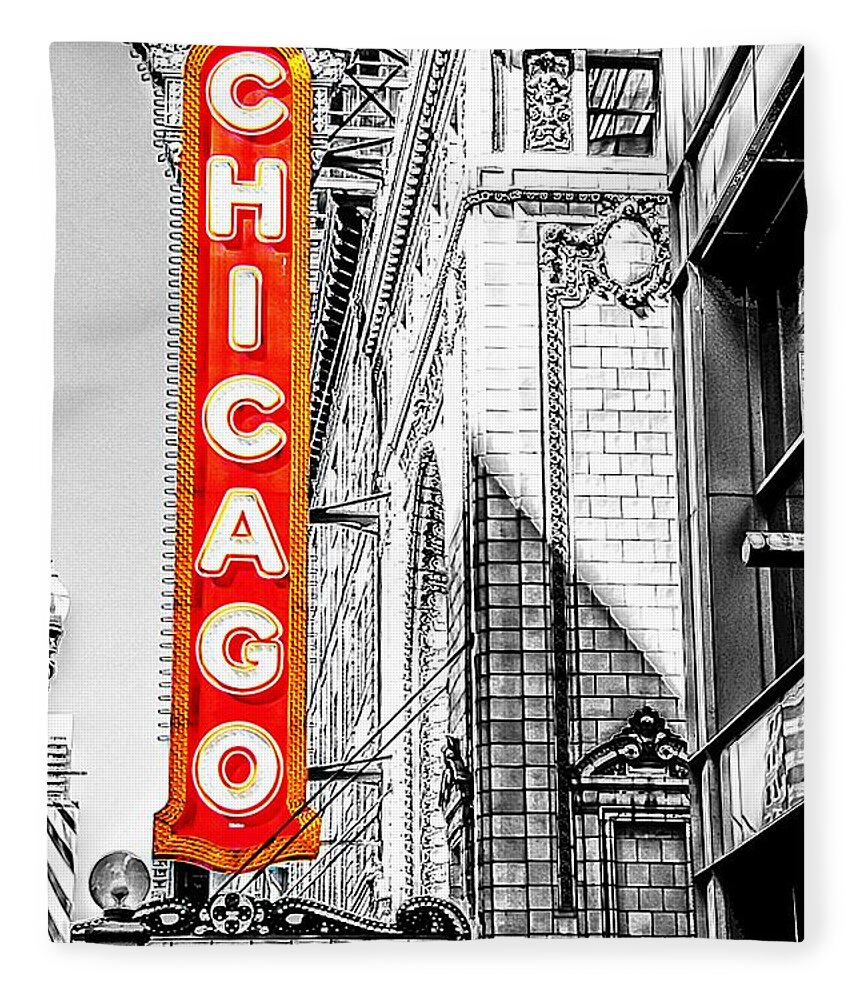 Chicago Fleece Blanket featuring the photograph Chicago Theater #1 by Will Wagner
